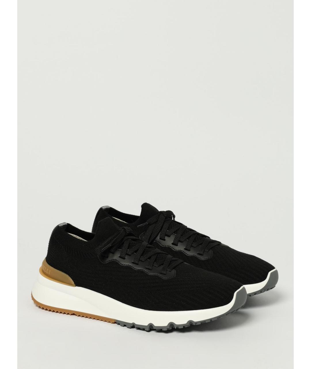 BRUNELLO CUCINELLI Черные текстильные низкие кроссовки / кеды, фото 2