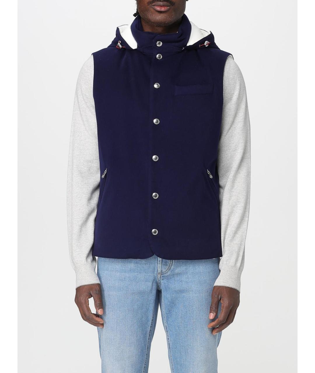BRUNELLO CUCINELLI Синий шерстяной жилет, фото 2