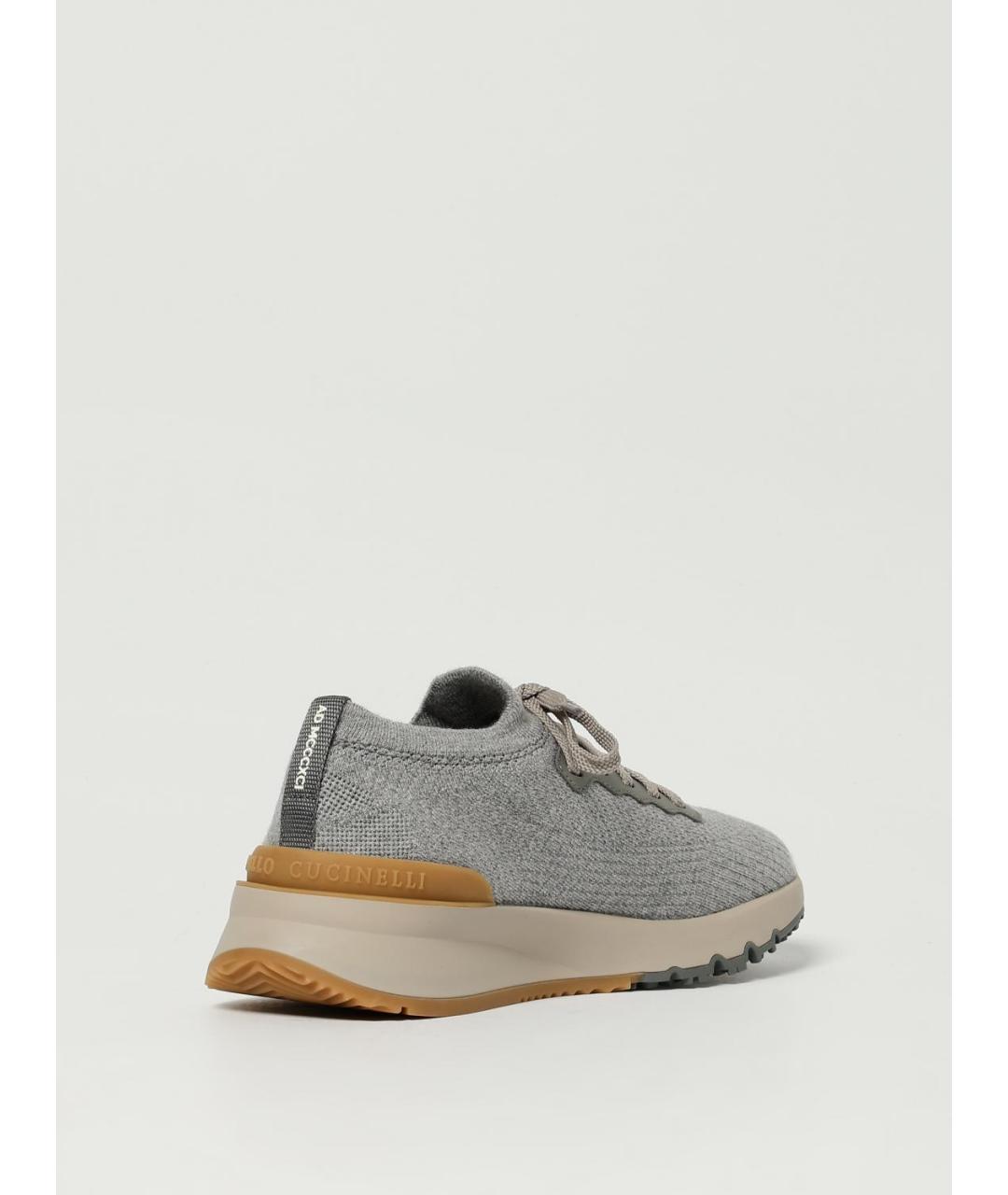 BRUNELLO CUCINELLI Серые текстильные низкие кроссовки / кеды, фото 3