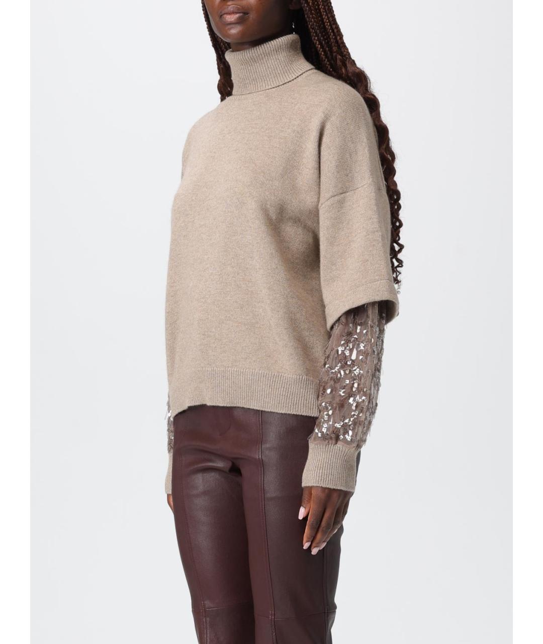 BRUNELLO CUCINELLI Бежевый кашемировый джемпер / свитер, фото 5