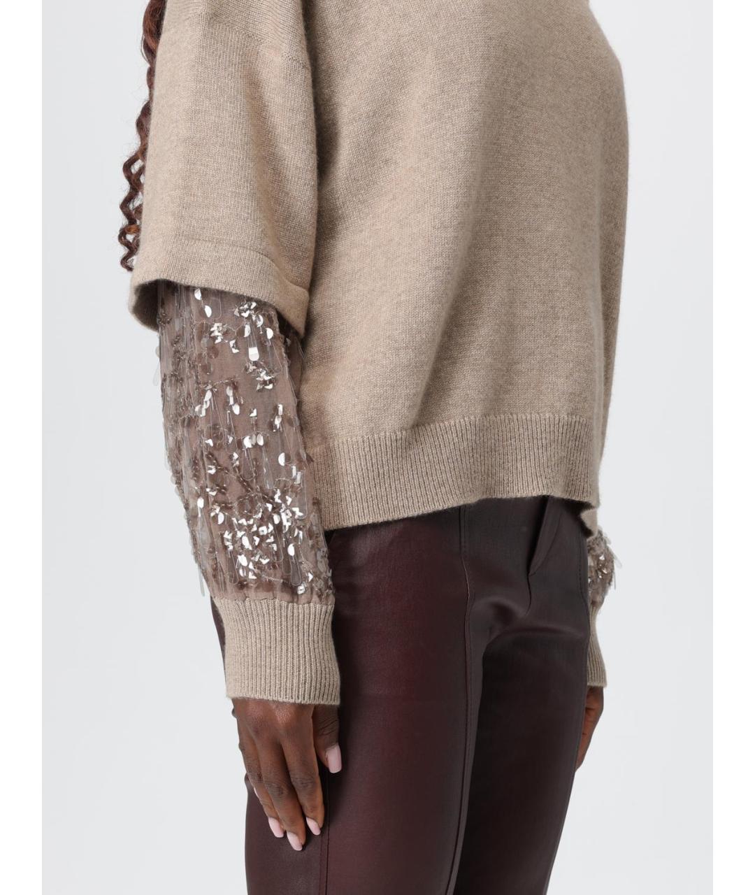 BRUNELLO CUCINELLI Бежевый кашемировый джемпер / свитер, фото 6