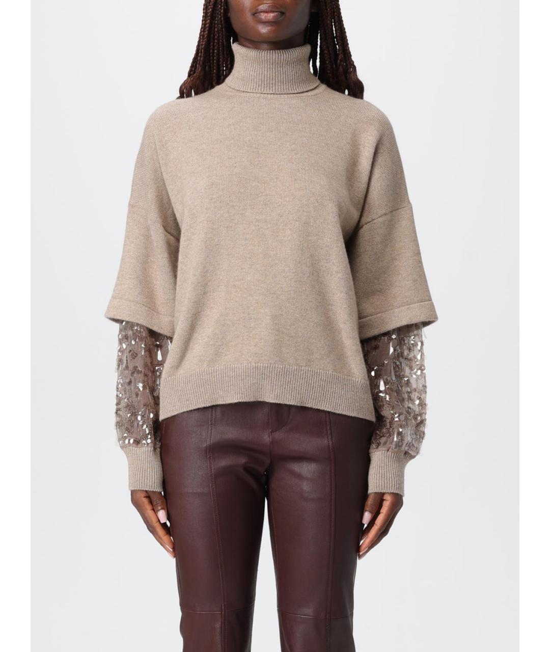 BRUNELLO CUCINELLI Бежевый кашемировый джемпер / свитер, фото 2