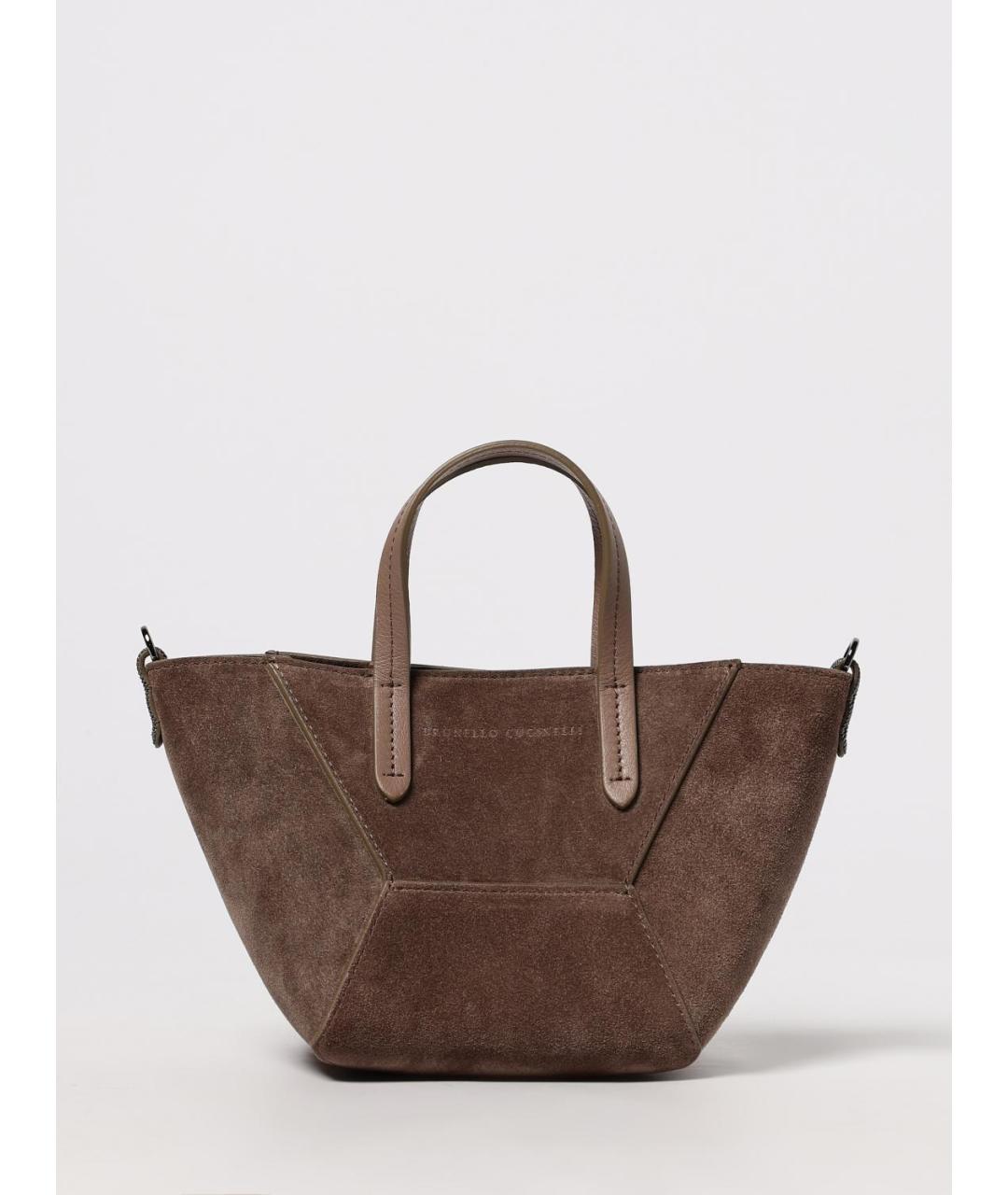 BRUNELLO CUCINELLI Коричневая замшевая сумка тоут, фото 6