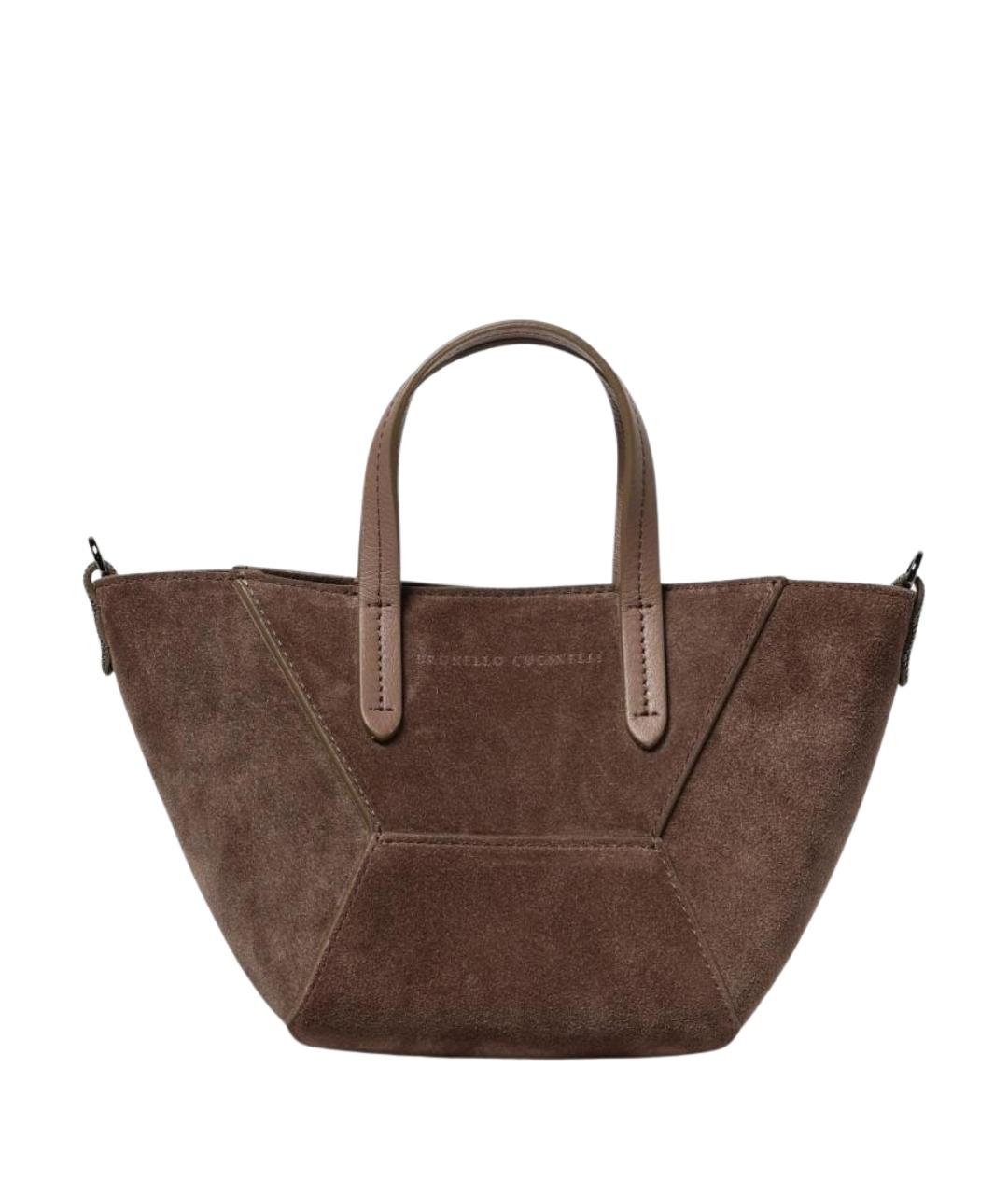 BRUNELLO CUCINELLI Коричневая замшевая сумка тоут, фото 1