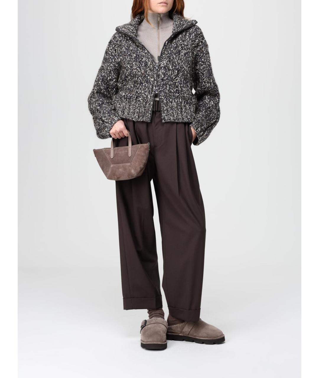 BRUNELLO CUCINELLI Коричневая замшевая сумка тоут, фото 2