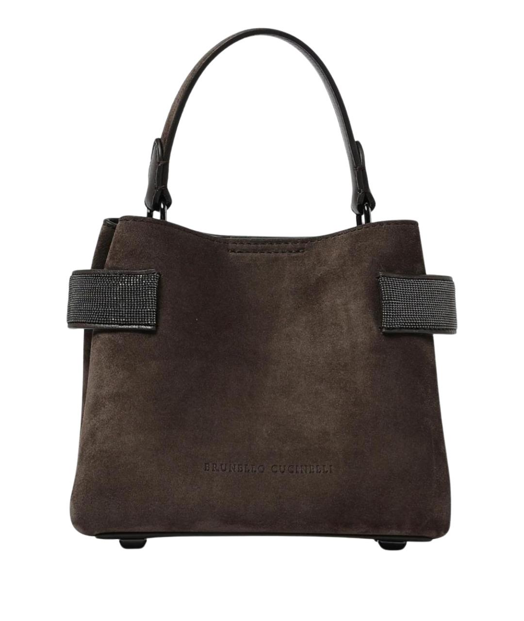 BRUNELLO CUCINELLI Коричневая замшевая сумка через плечо, фото 1