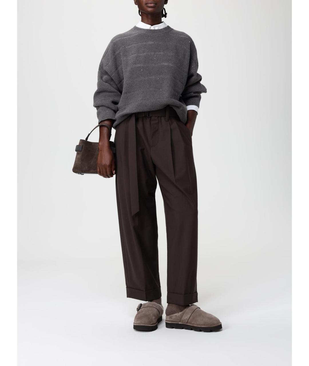 BRUNELLO CUCINELLI Коричневая замшевая сумка через плечо, фото 2