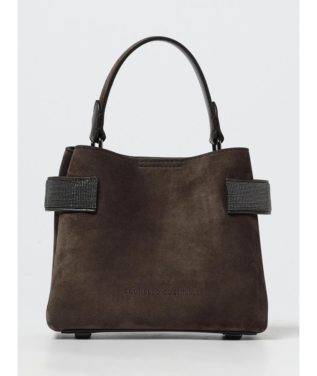 BRUNELLO CUCINELLI Коричневая замшевая сумка через плечо, фото 6