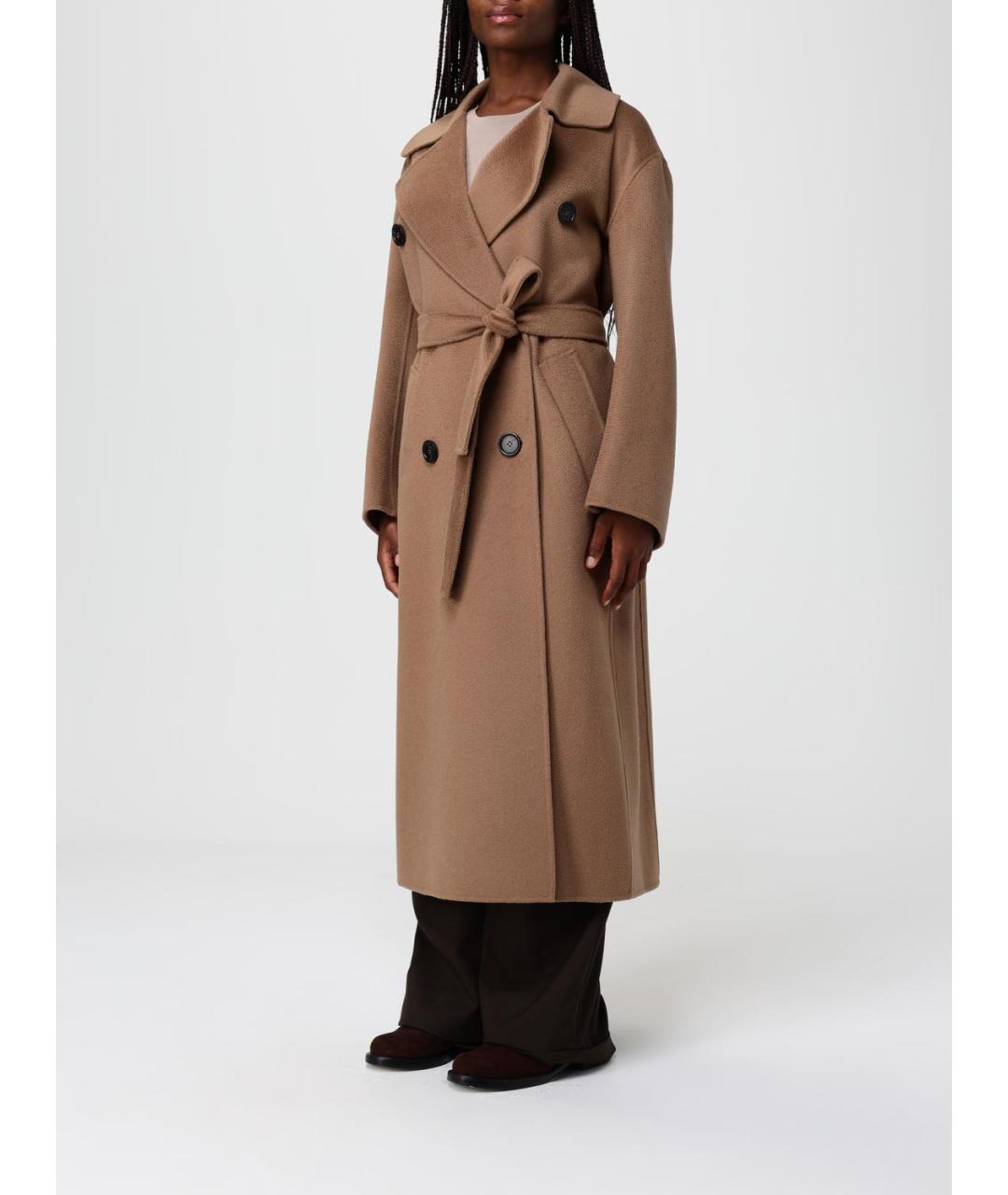 'S MAX MARA Коричневое шерстяное пальто, фото 4