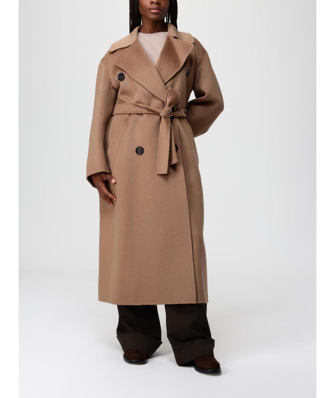 'S MAX MARA Коричневое шерстяное пальто, фото 2