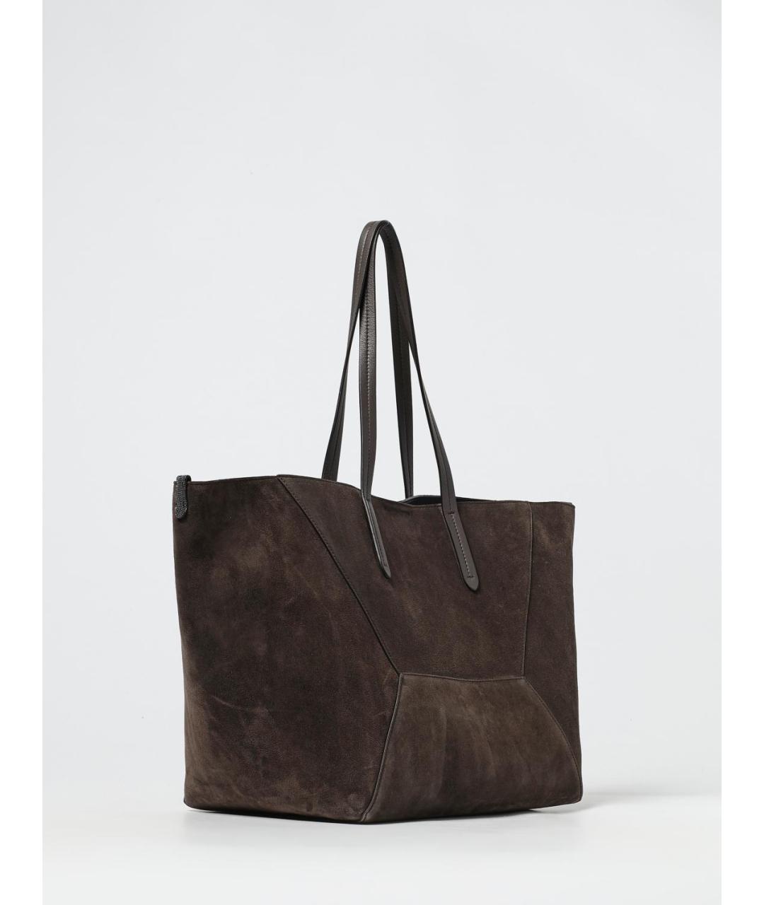 BRUNELLO CUCINELLI Коричневая кожаная сумка тоут, фото 3