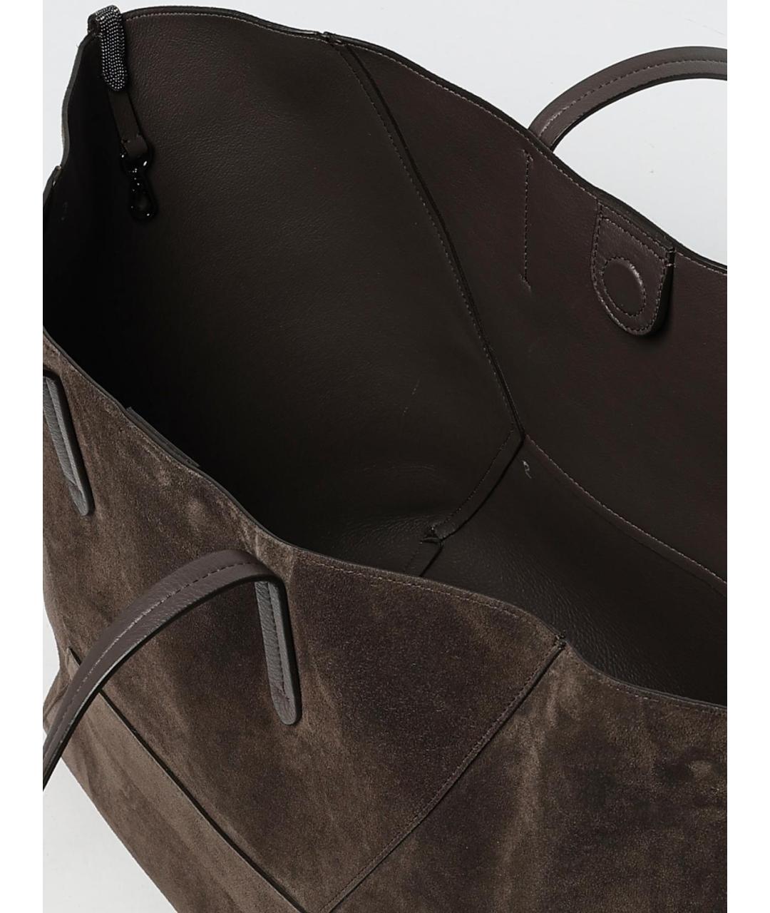 BRUNELLO CUCINELLI Коричневая кожаная сумка тоут, фото 5