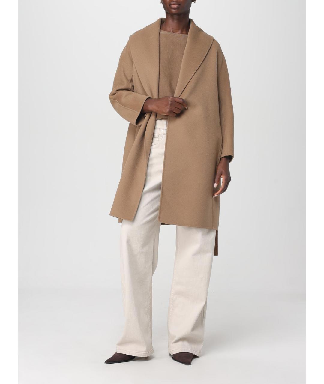 'S MAX MARA Бежевое шерстяное пальто, фото 3
