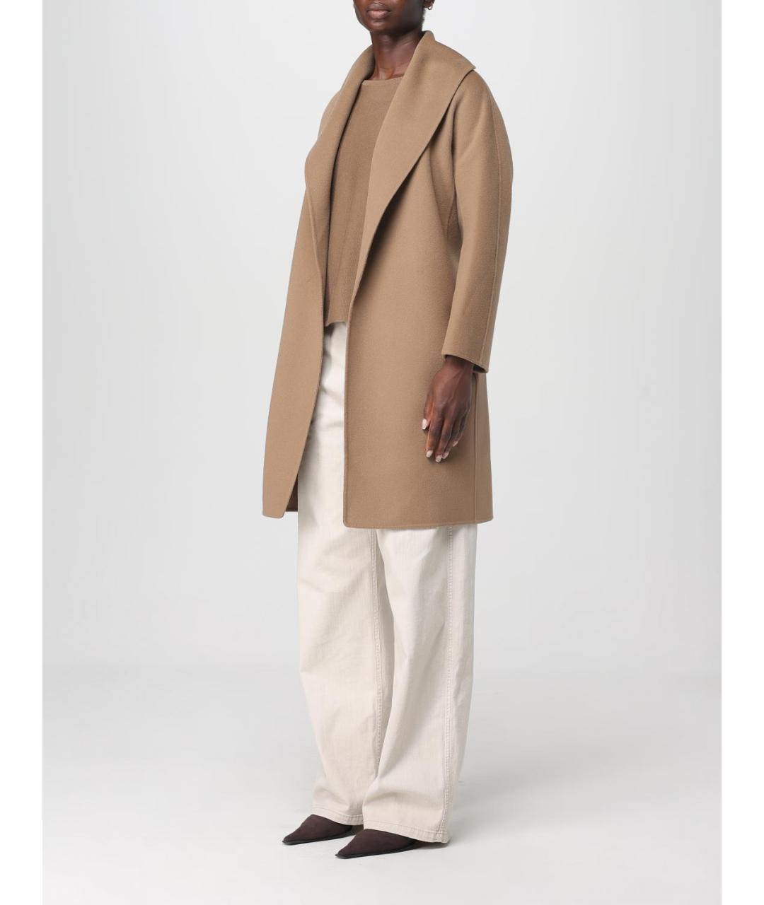 'S MAX MARA Бежевое шерстяное пальто, фото 5