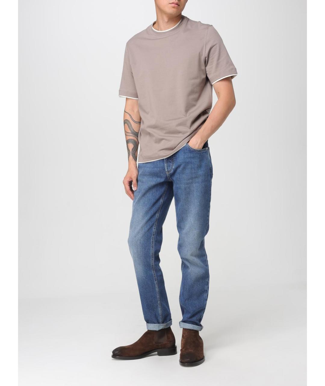 BRUNELLO CUCINELLI Синие хлопковые джинсы скинни, фото 2