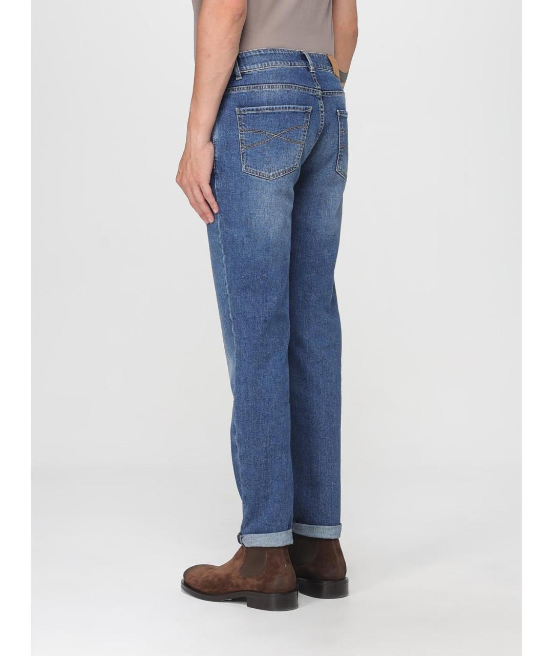 BRUNELLO CUCINELLI Синие хлопковые джинсы скинни, фото 3