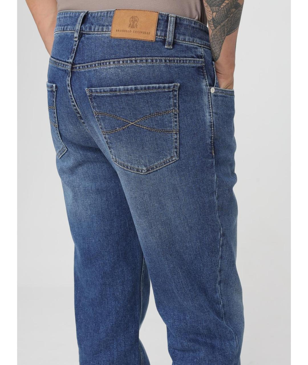 BRUNELLO CUCINELLI Синие хлопковые джинсы скинни, фото 5