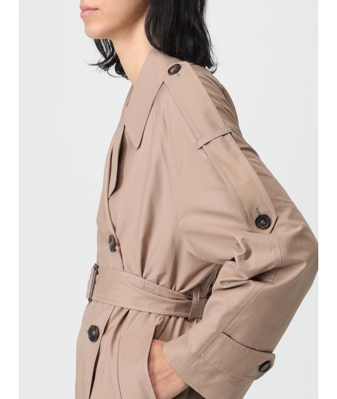 MAX MARA Бежевый хлопковый тренч/плащ, фото 5