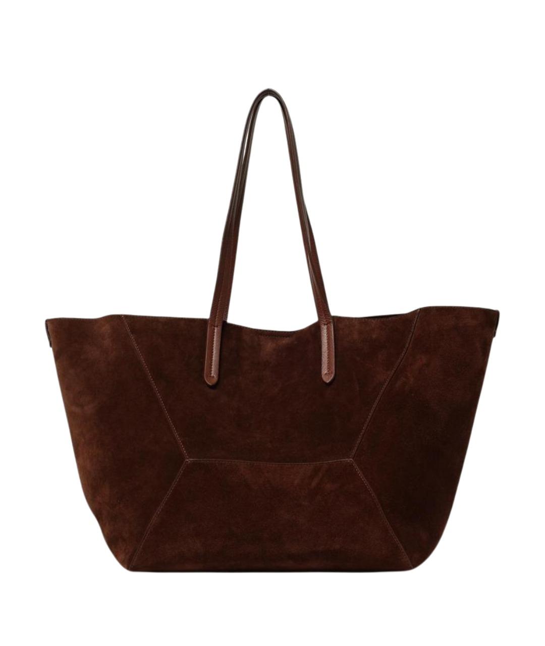 BRUNELLO CUCINELLI Бордовая замшевая сумка тоут, фото 1