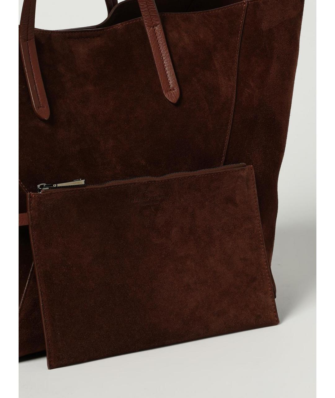 BRUNELLO CUCINELLI Бордовая замшевая сумка тоут, фото 4