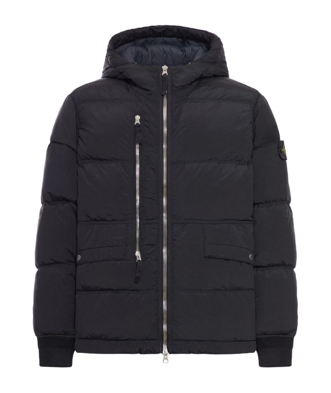 STONE ISLAND Черный синтетический пуховик, фото 1