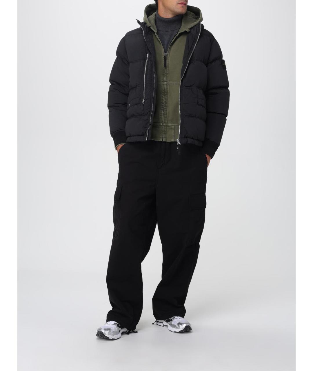 STONE ISLAND Черный синтетический пуховик, фото 3