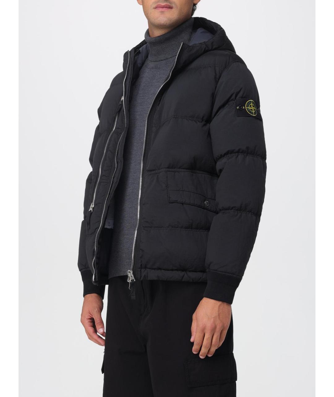 STONE ISLAND Черный синтетический пуховик, фото 5