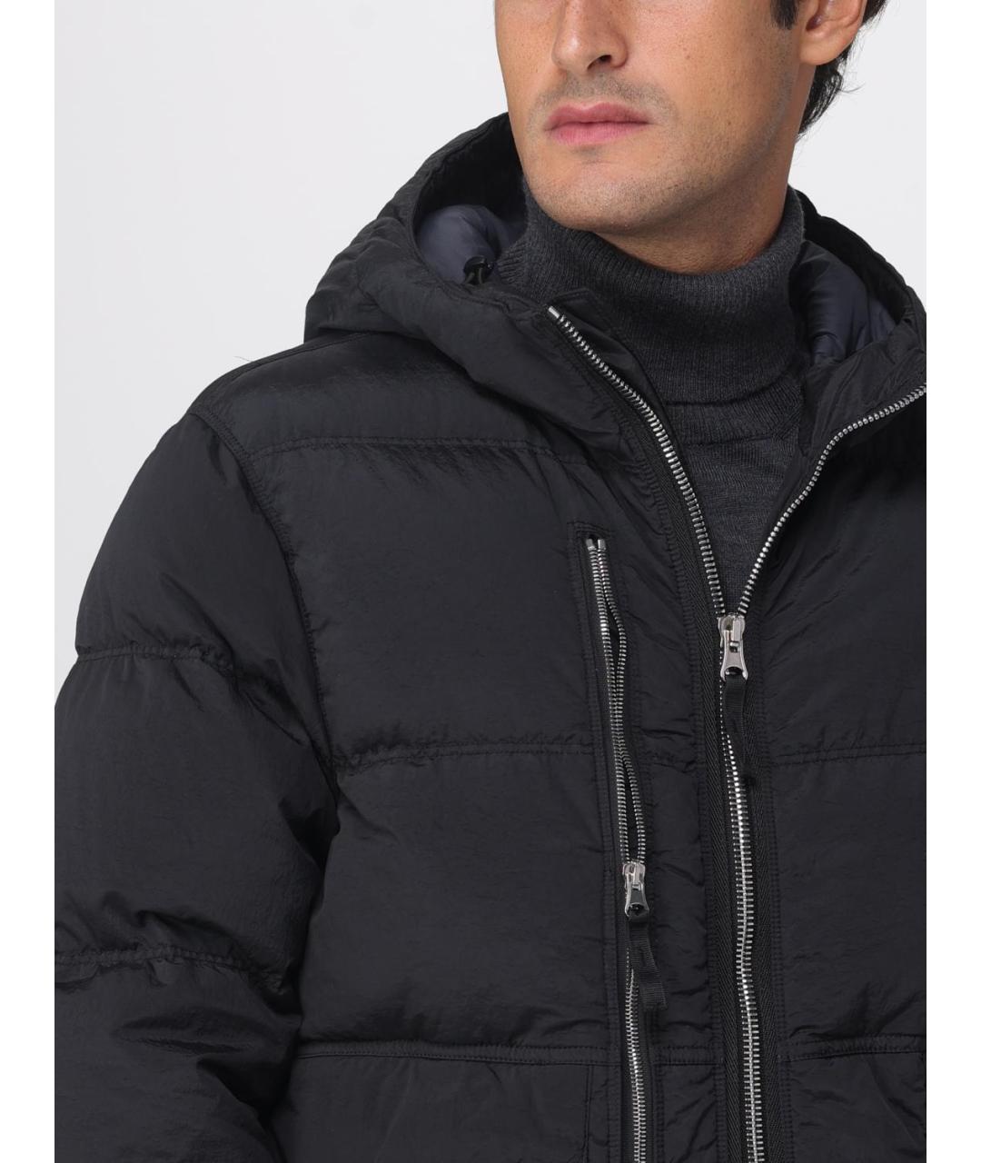 STONE ISLAND Черный синтетический пуховик, фото 6