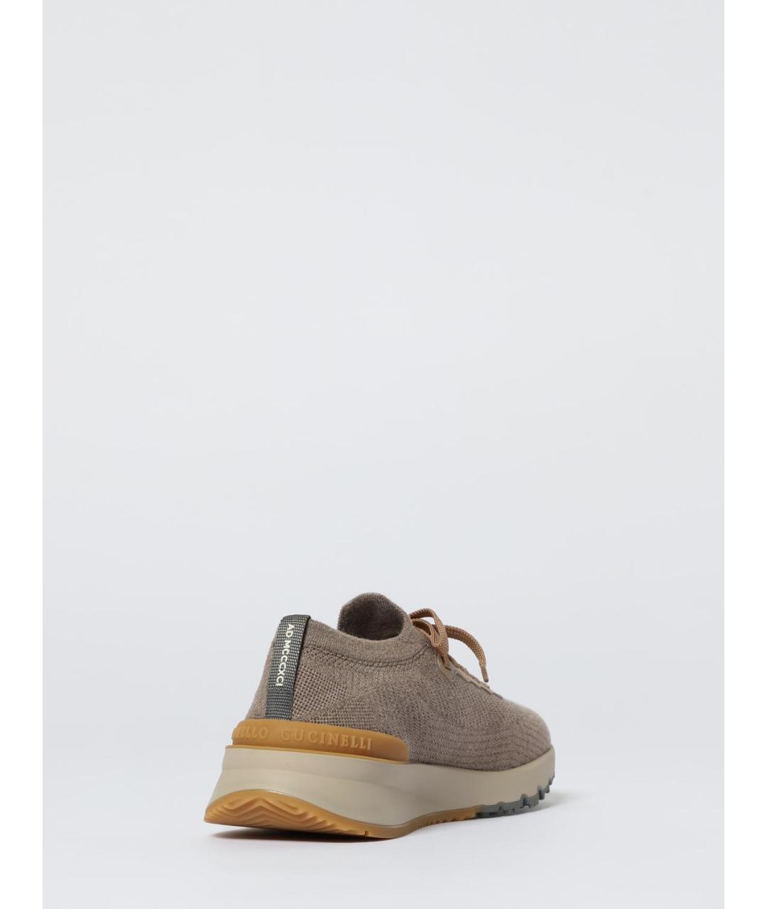 BRUNELLO CUCINELLI Бежевые текстильные низкие кроссовки / кеды, фото 3