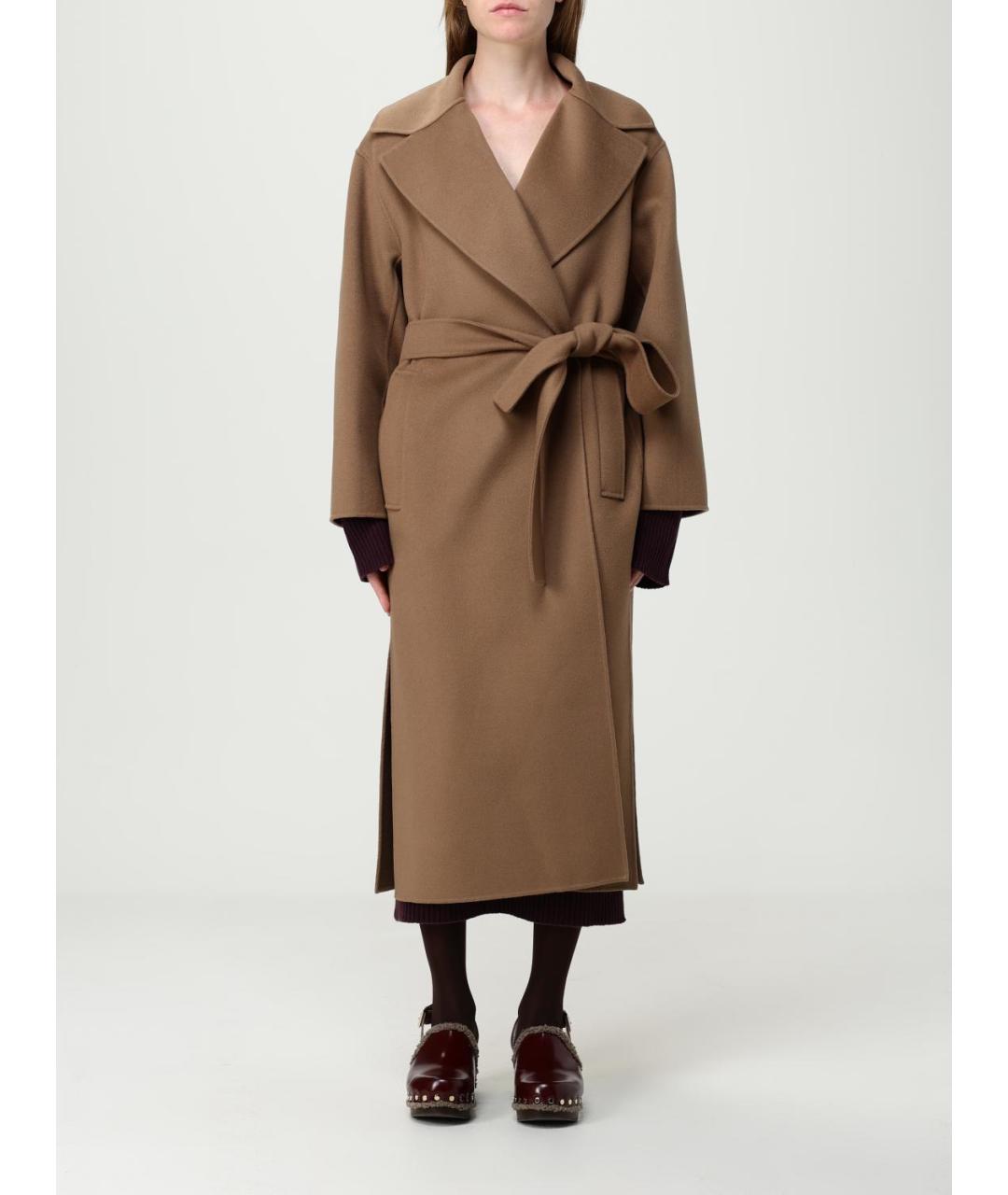 'S MAX MARA Коричневое шерстяное пальто, фото 6