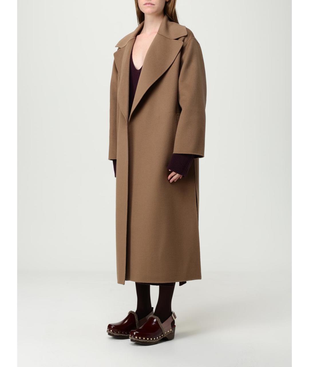 'S MAX MARA Коричневое шерстяное пальто, фото 4