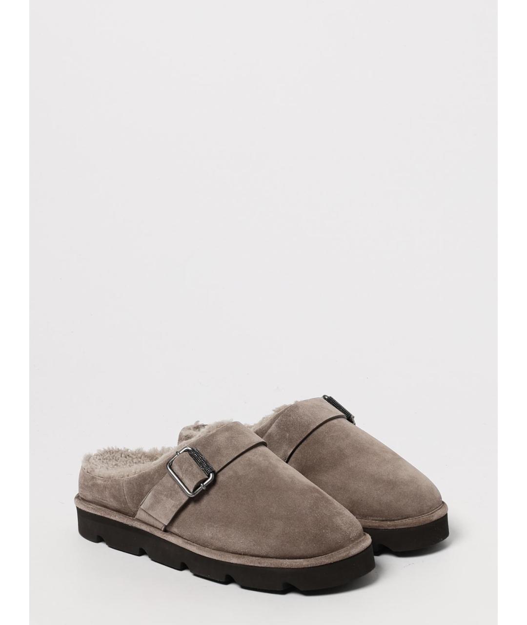 BRUNELLO CUCINELLI Бежевые замшевые сабо, фото 2