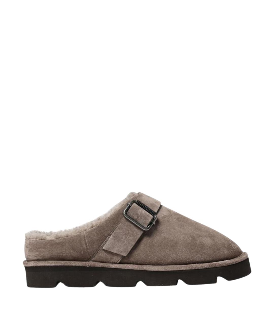 BRUNELLO CUCINELLI Бежевые замшевые сабо, фото 1