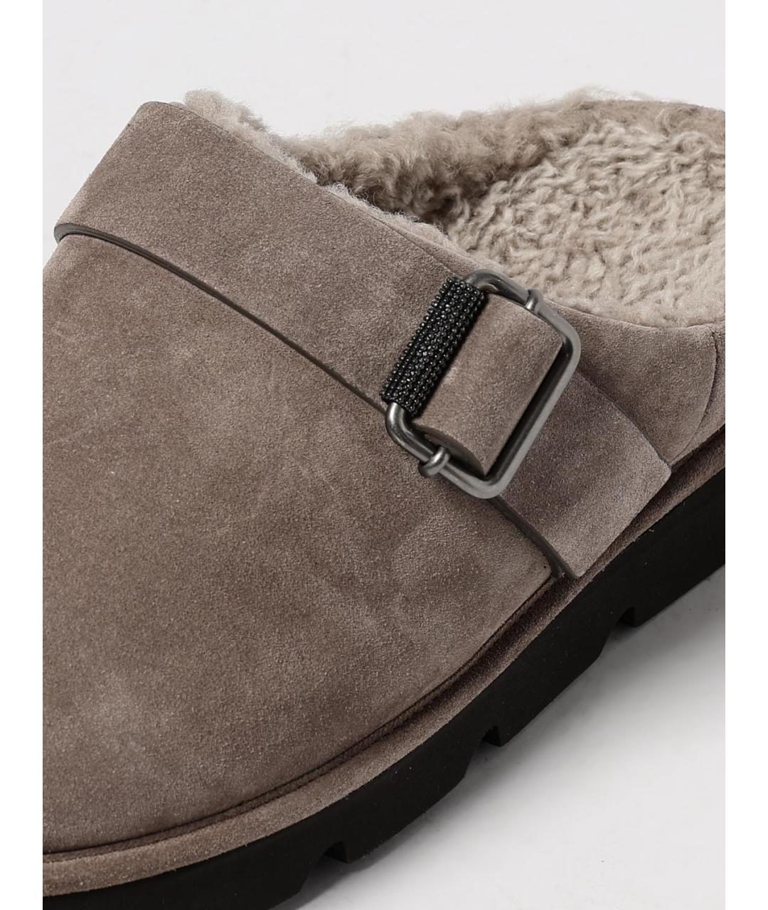 BRUNELLO CUCINELLI Бежевые замшевые сабо, фото 4