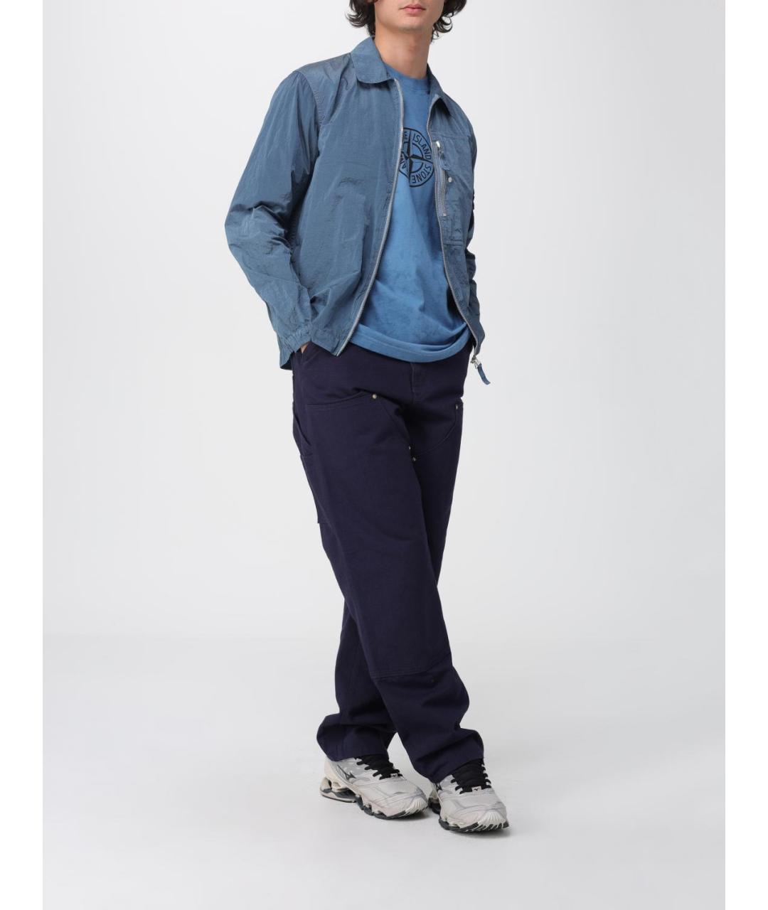 STONE ISLAND Голубая хлопковая футболка, фото 3