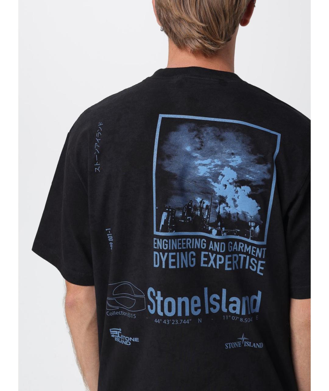 STONE ISLAND Черная хлопковая футболка, фото 4