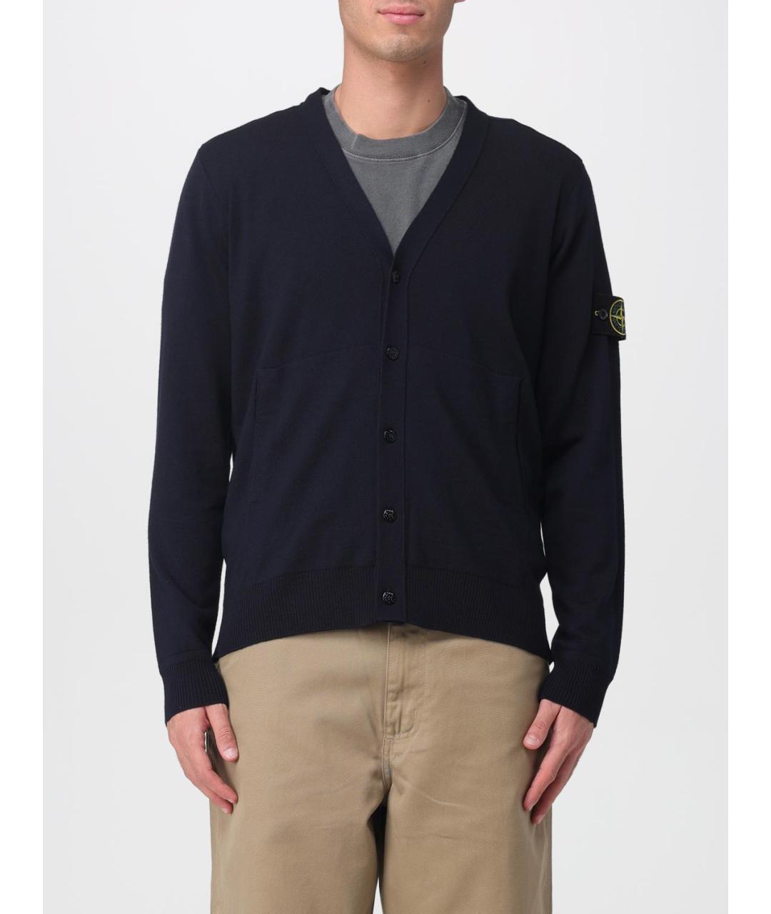 STONE ISLAND Синий шерстяной кардиган, фото 2