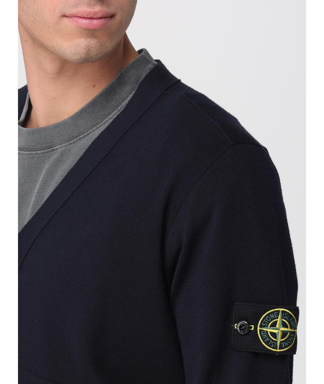 STONE ISLAND Синий шерстяной кардиган, фото 3