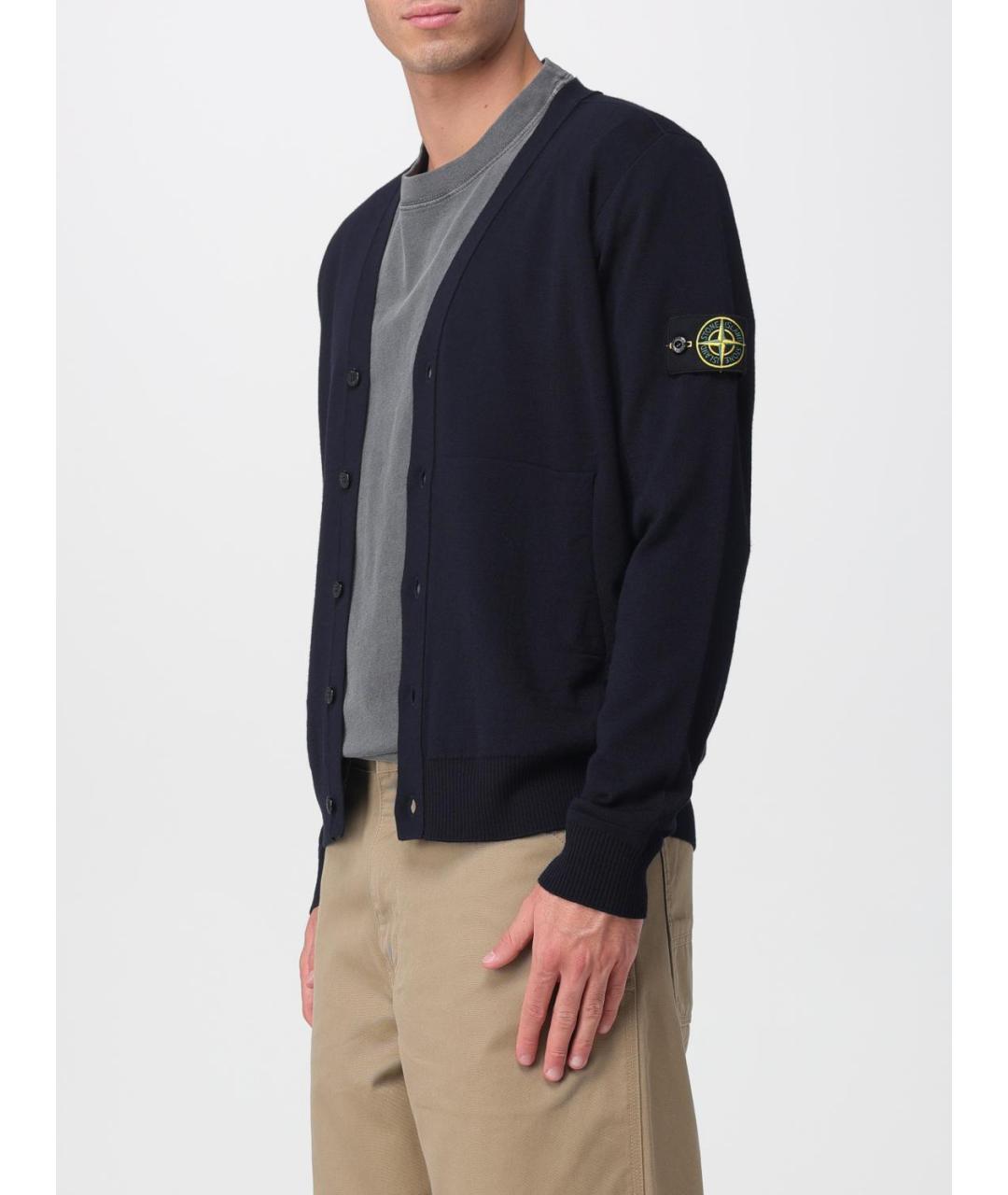 STONE ISLAND Синий шерстяной кардиган, фото 5