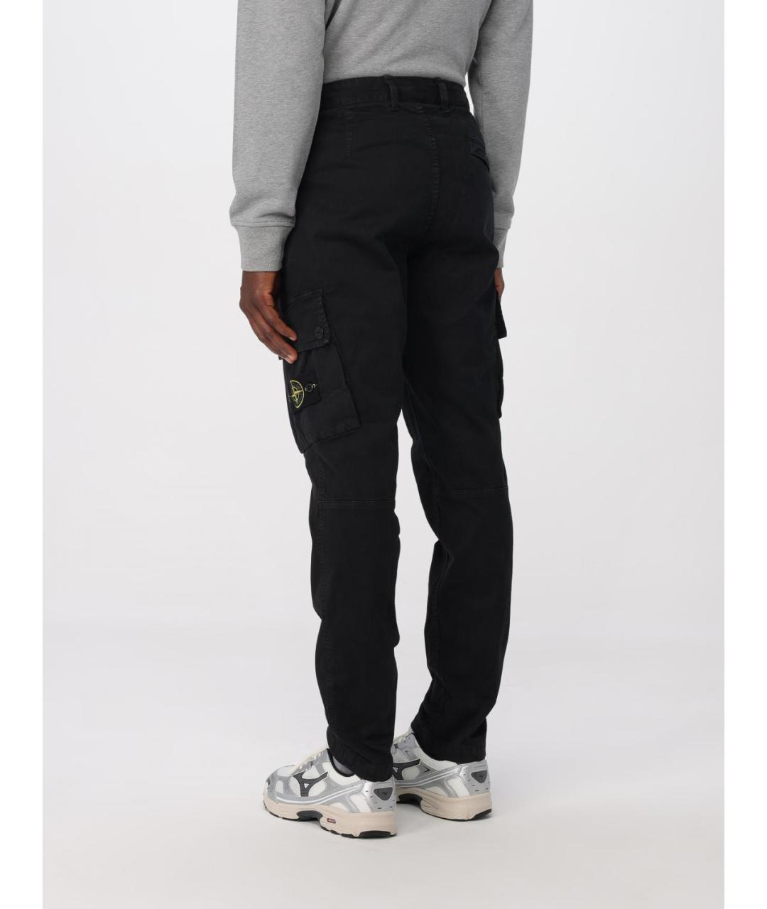 STONE ISLAND Черные хлопко-эластановые повседневные брюки, фото 3