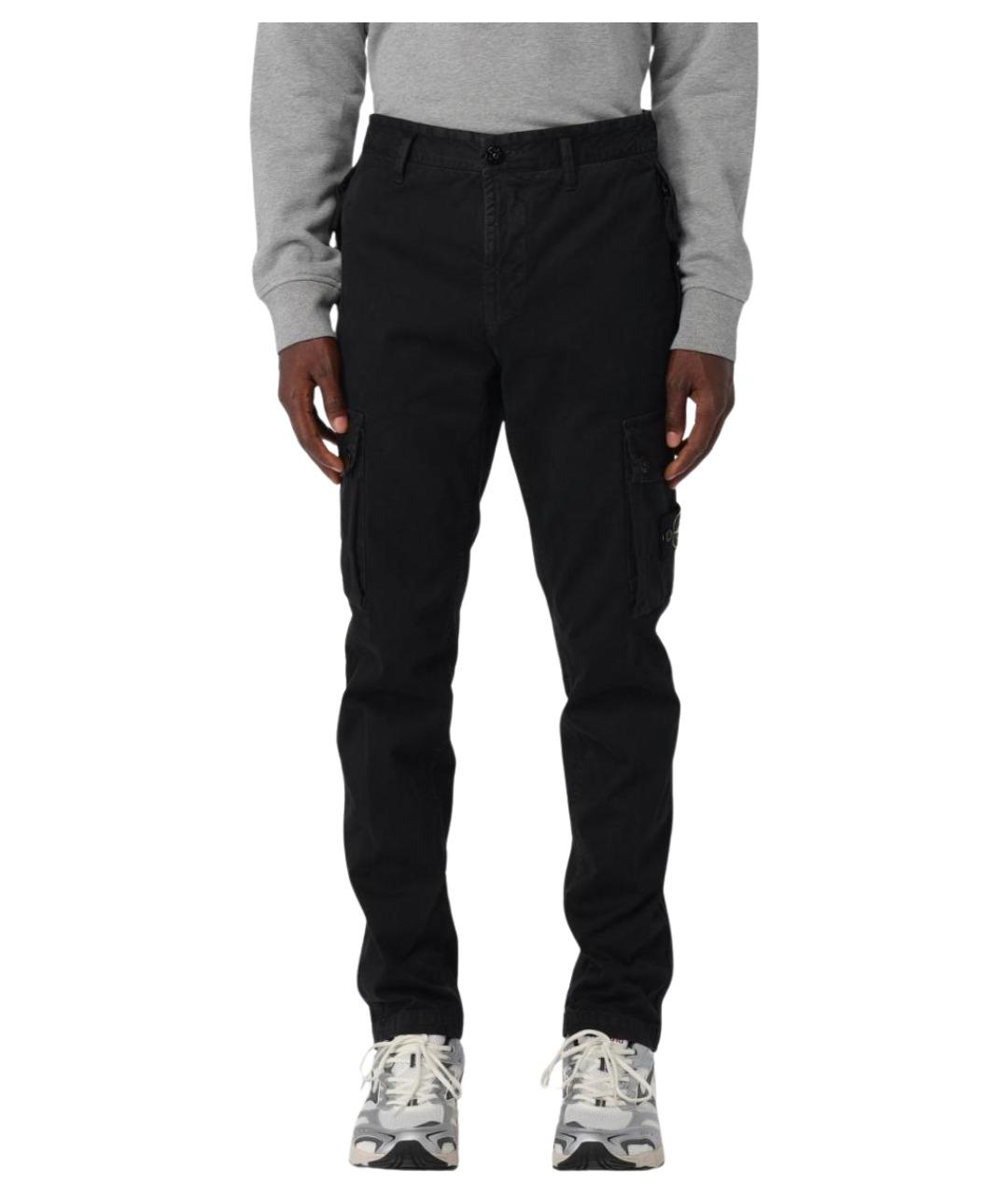STONE ISLAND Черные хлопко-эластановые повседневные брюки, фото 1