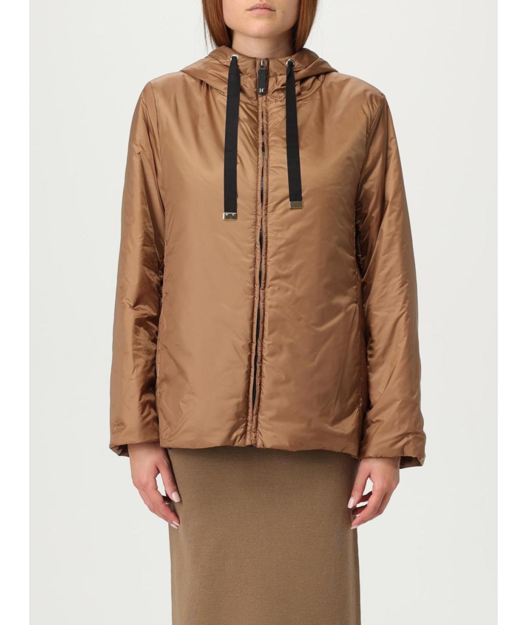 MAX MARA Коричневая полиэстеровая куртка, фото 2