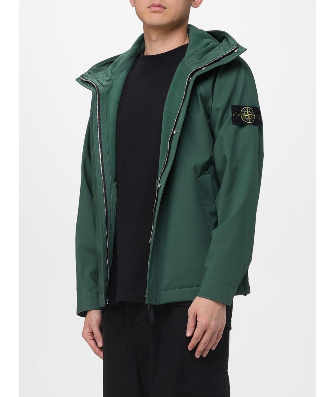 STONE ISLAND Зеленая полиэстеровая куртка, фото 4