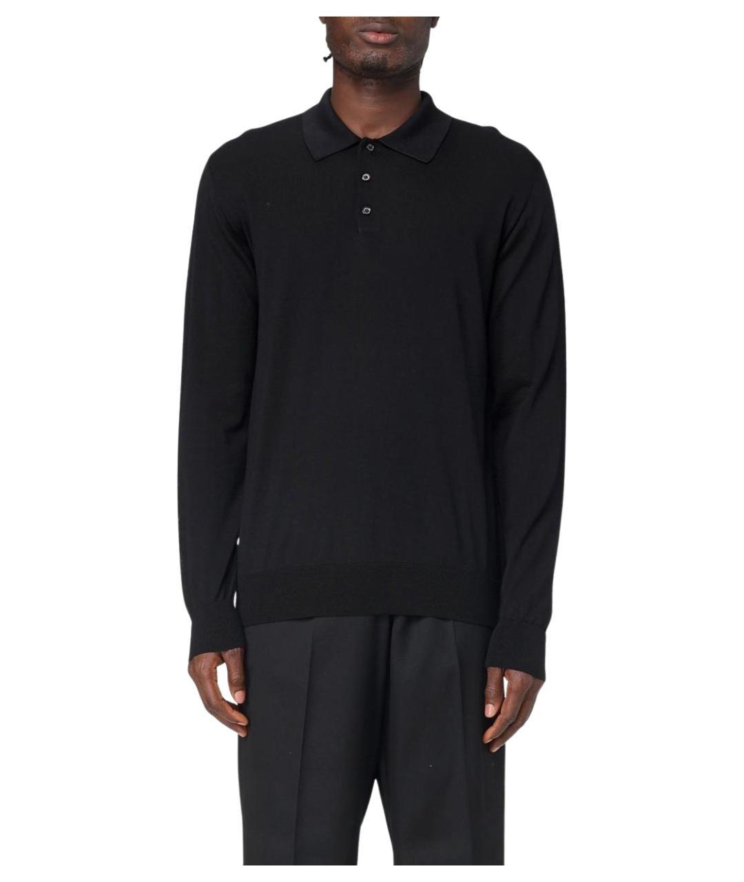 GOLDEN GOOSE DELUXE BRAND Черное хлопко-шерстяное поло с длинным рукавом, фото 1