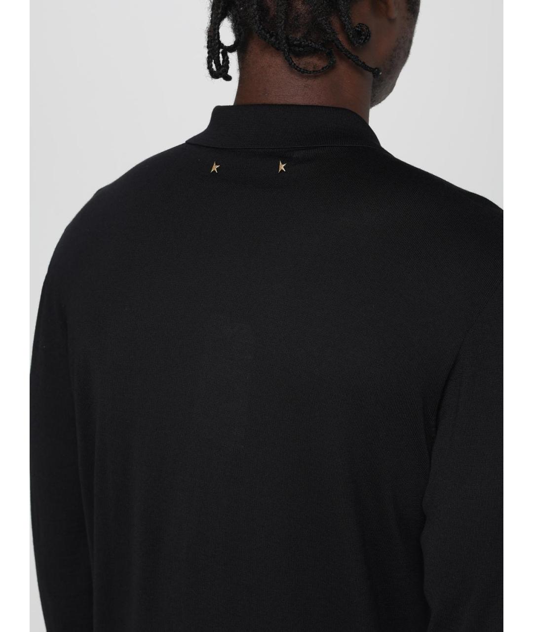 GOLDEN GOOSE DELUXE BRAND Черное хлопко-шерстяное поло с длинным рукавом, фото 5