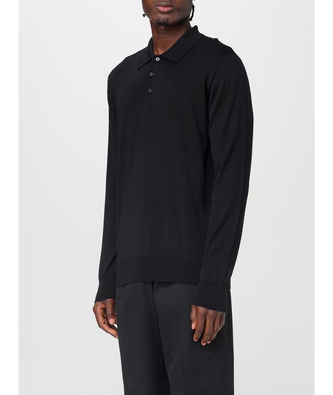 GOLDEN GOOSE DELUXE BRAND Черное хлопко-шерстяное поло с длинным рукавом, фото 4