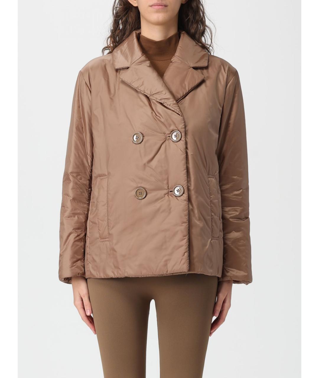 MAX MARA Коричневая полиэстеровая куртка, фото 2