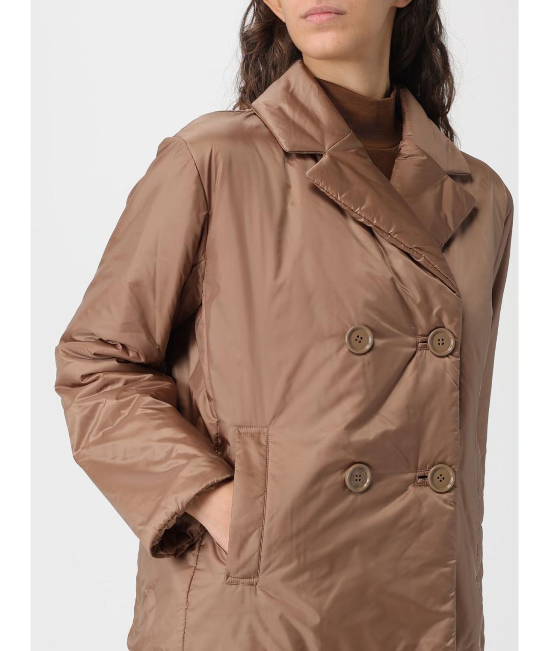MAX MARA Коричневая полиэстеровая куртка, фото 5