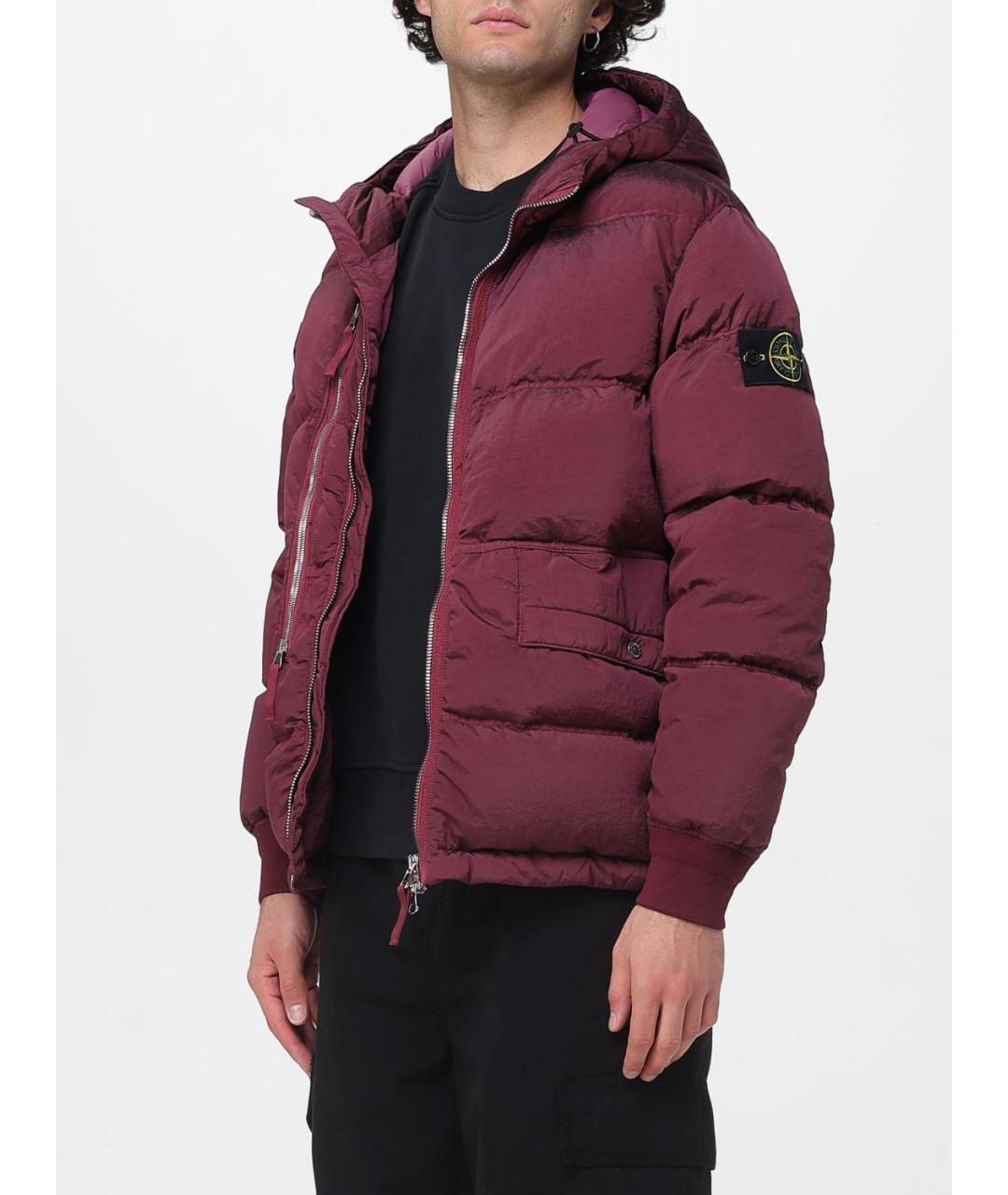 STONE ISLAND Бордовая полиамидовая куртка, фото 5