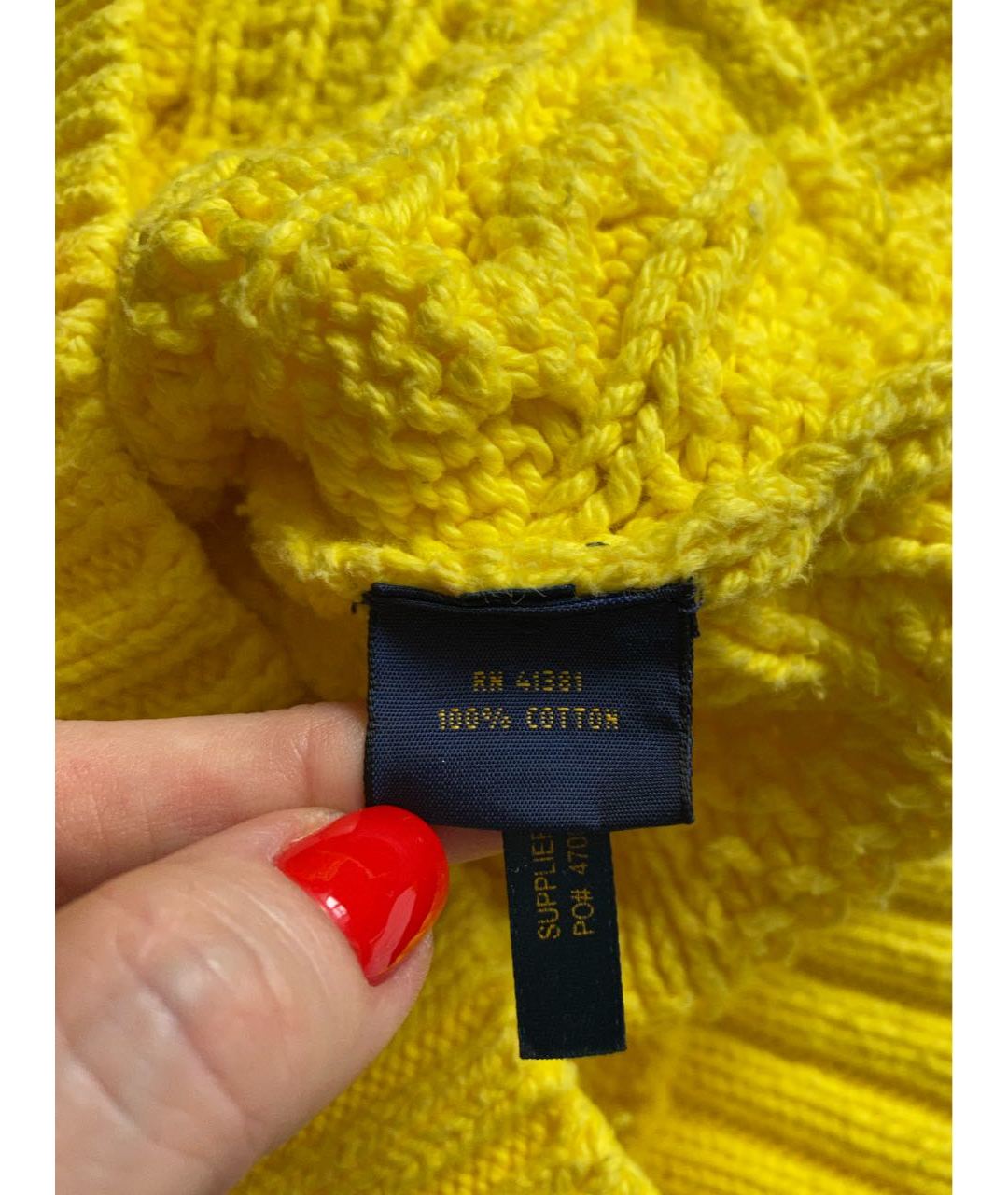POLO RALPH LAUREN Желтый хлопковый джемпер / свитер, фото 4